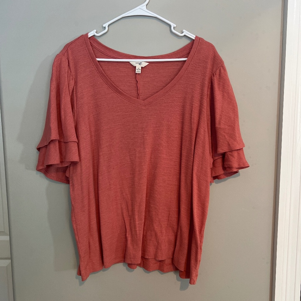 Women’s Terra & Sky Top Size 1X Teracotta color EUC